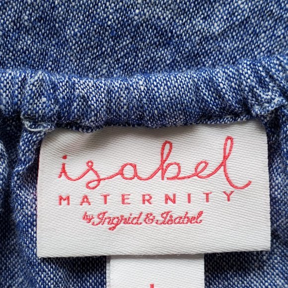 Isabel Linen Blend Sleeveless Belted Summer Maternity Dress Embroidery Size L - Picture 11 of 14